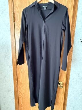 Athleta Black Long Sleeve Shirt Midi Dress